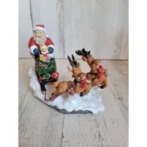 Enesco 2000 vintage‎ santa/sled reindeer xmas figure decor